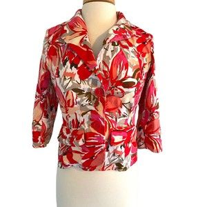 Elementz Pink Floral Cotton Blazer Womens S